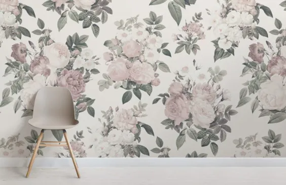 کاغذ دیواری کاغذ دیواری گل و گل رز صورتی |  هوویا