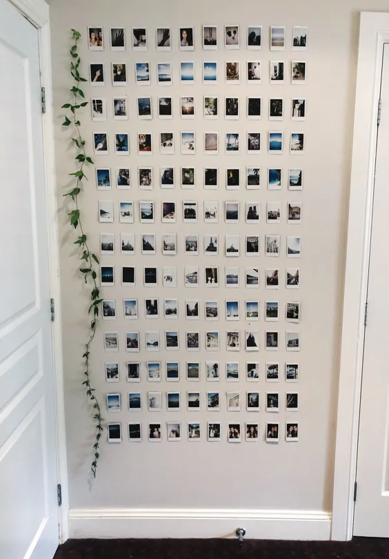 دکوراسیون اتاق خواب با استفاده از تصاویر فیلم Polaroid / instax و برگ های انگور
