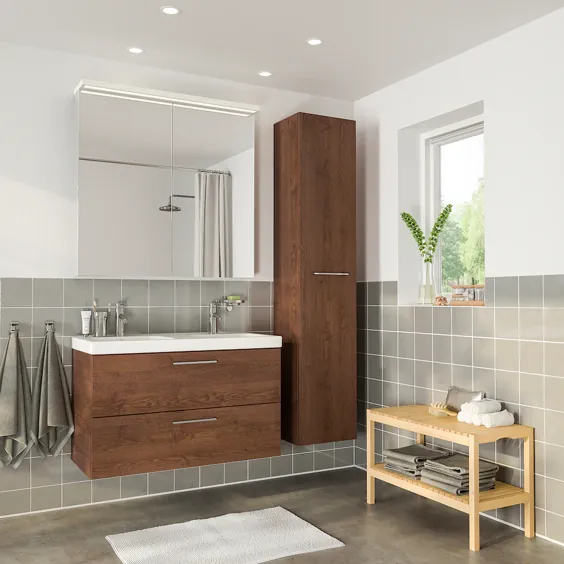 GODMORGON / ODENSVIK مبلمان حمام ، مجموعه ای 6 تایی ، اثر خاکستر لکه دار قهوه ای ، شیرآلات Dalskär - IKEA