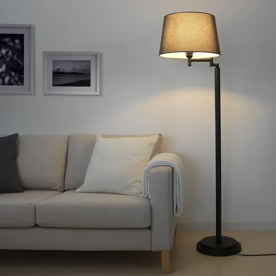 HALKIP چراغ طبقه با بازوی تاب / لامپ LED ، خاکستری - IKEA