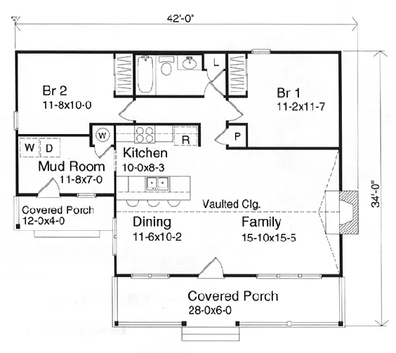 طرح خانه سبک کشور 49151 با 2 تخت ، 1 حمام