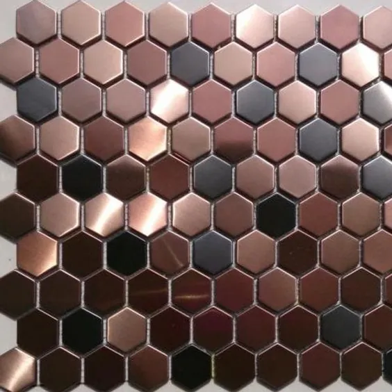 کاشی های دیواری موزاییک فلزی شش ضلعی backsplash SMMT055 مس |  اتسی