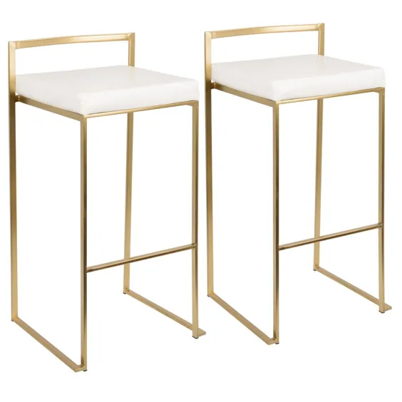 چهارپایه Lumisource Fuji Gold and White Stackable Bar (مجموعه ای از 2) -BS-FUJI AU + W2 - انبار خانه