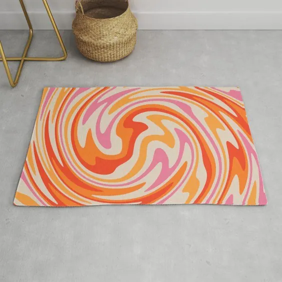 70s Retro Swirl Color Abstract فرش مدرن پرتاب شده توسط Trajeado14 - 2 "x 3"