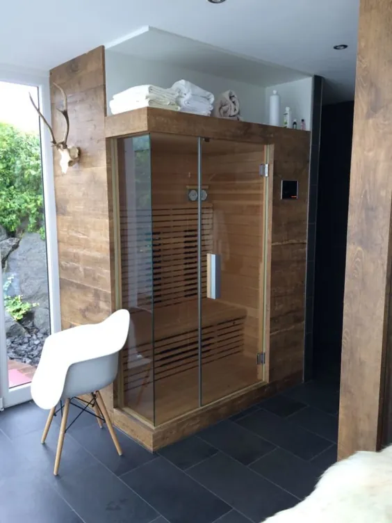 Sauna im außenbereich mit dusche fa.  resaneo® moderna spa holz braun |  احترام گذاشتن