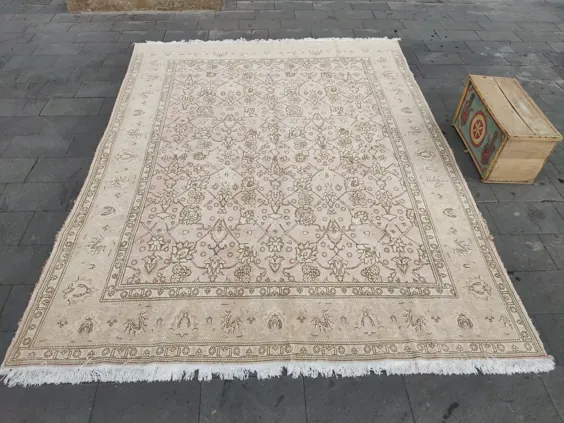 فرشهای قدیمی خنثی با اندازه بزرگ 9.20x12.46 فوت ترکی |  اتسی
