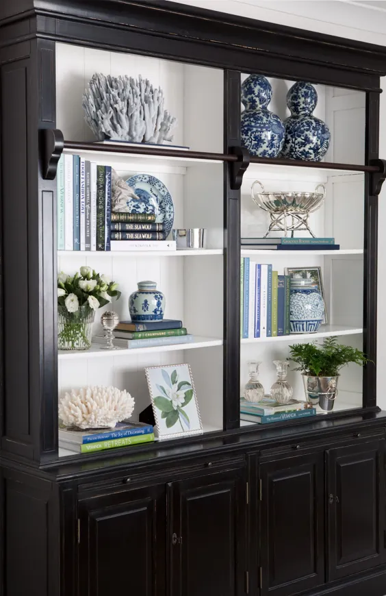 یک ظاهر طراحی قفسه کتاب آبی و سبز - خانه گل گل