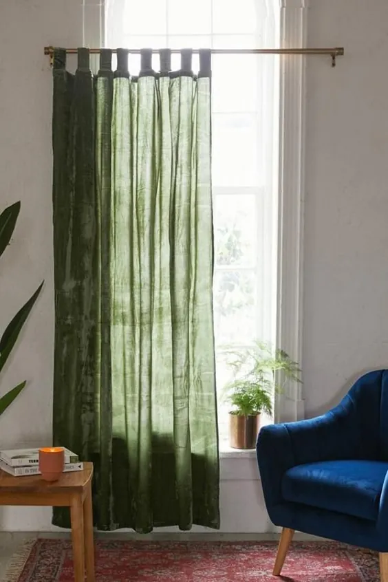 پرده مخملی لوکس Sage Green Velvet Curtain Bohemian Window پرده اتاق نشیمن پرده اتاق Div