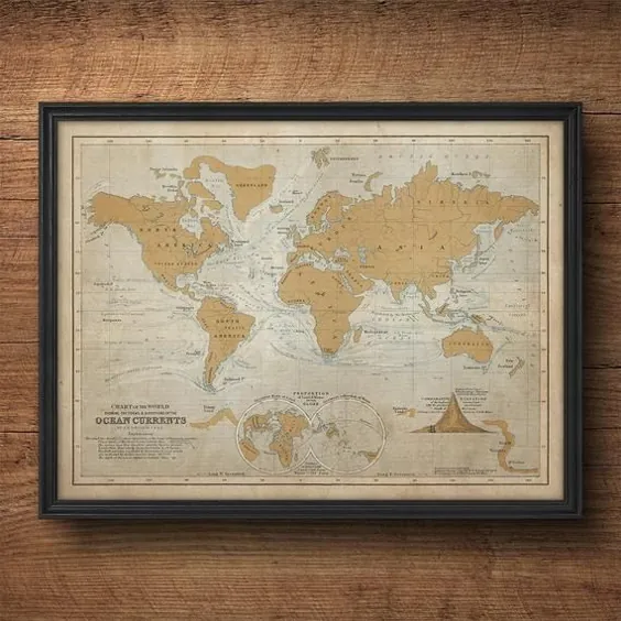 نقشه جهان قدیم نقشه نقشه جهانی پرنعمت جهان دریایی |  اتسی