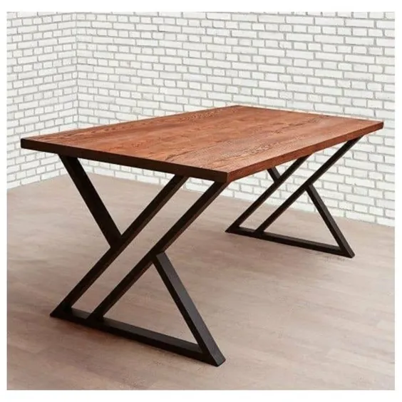 میز کار چوبی جامد چوبی WoodX میز کار پایه آهنی