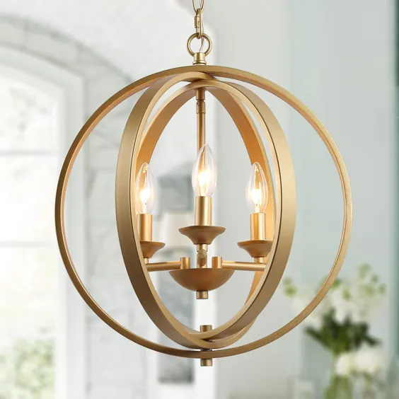 چراغ قوه KSANA Gold Orb Modern Globe 3 برای اتاق ناهارخوری و اتاق نشیمن ، اتاق خواب ، سرسرا و آشپزخانه