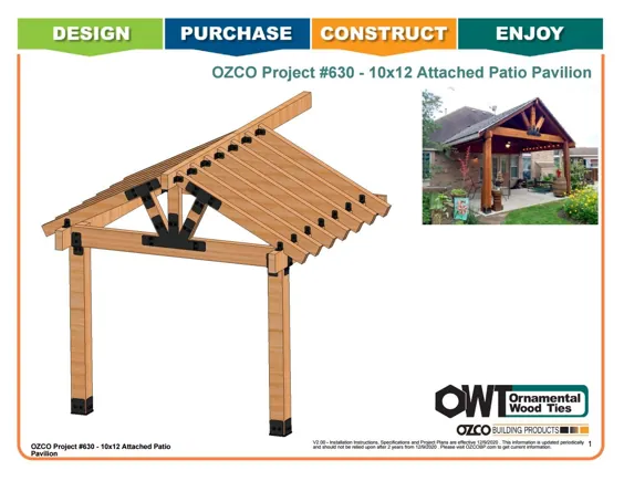 OZCO Project # 630 - 10x12 Attached Patio Pavilion