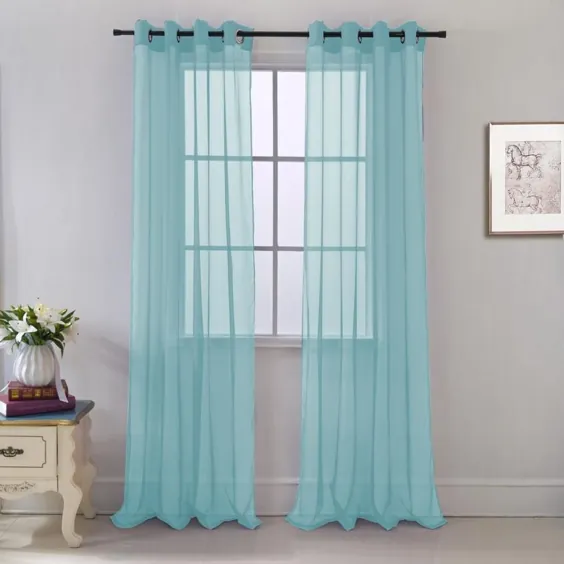 مجموعه RT Designers Cara Sheer Voile 54 x 84 in. Grommet Curtain Panel، Aqua Polyester in Blue |  PNC03203