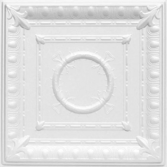 A La Maison Ceranings Romanesque 1.6 ft. x 1.6 ft. Glue Up Foam Tile Tile in White Plain (21.6 فوت مربع. / مورد )-R47pw-8 - انبار خانه