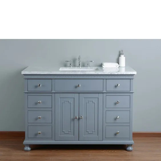 Stufurhome Abigail تزئین 48 اینچ خاکستری تک ظرفشویی حمام غرور