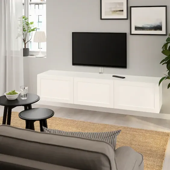 واحد تلویزیون BESTÅ با درب ، سفید ، سفید Hanviken ، 70 7 / 8x16 1 / 2x15 ". از اینجا بخرید! - IKEA