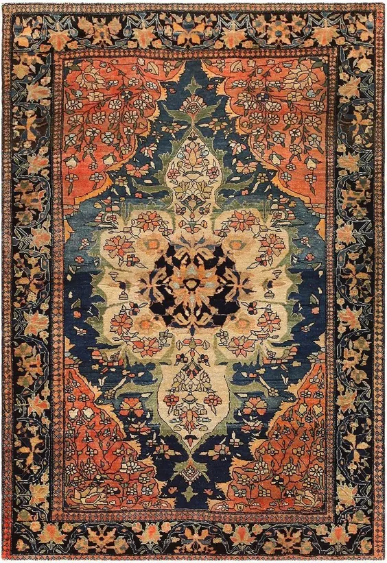 گلیم فرش Anique Persian Faharan Sarouk 48101 Nazmiyal Antique