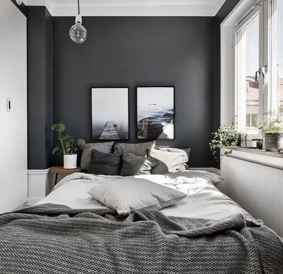 ایده های کوچک اتاق خواب خاکستری Pinterest