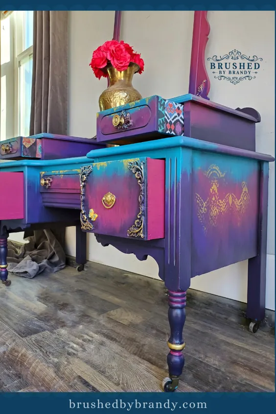 Funky Boho Vanity Brush by Brandy Custom Painting Sacramento CA