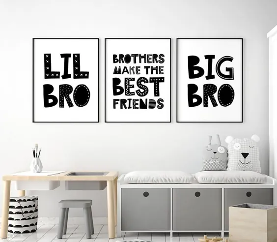 Brothers Printable Art: Lil Bro، Big Bro، Brothers Make the Best Friends، Set of 3، Brothers Signs، Boys Playroom Wall Art، دانلود فوری