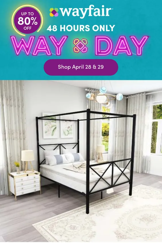 تختخواب سایبان فلزی Latitude Run® Derrien ، آهن / فلز به رنگ سیاه ، اندازه کامل / دو | Wayfair