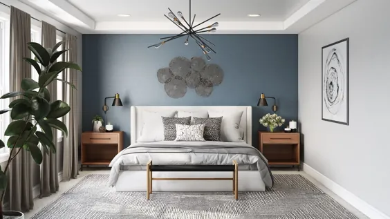 طراحی اتاق خواب معاصر ، مدرن ، پر زرق و برق ، انتقالی توسط طراح داخلی Havenly فندی