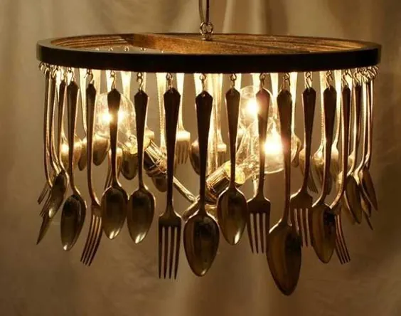 21 ایده منحصر به فرد برای طراحی روشنایی بازیافت ظروف و وسایل آشپزخانه به وسایل روشنایی