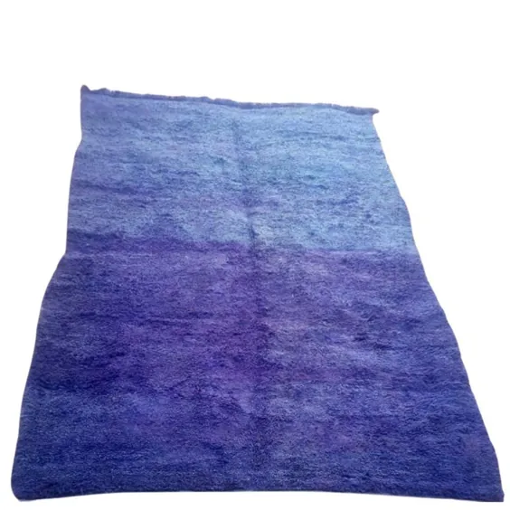فرش بزرگ پشمالوی پشمالو و بنفش مراکشی آبی بزرگ - 6ft x 10ft