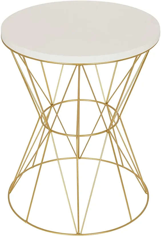 میز لهجه گرد کیت و لورل مندل با قاب فلزی قفس ، سفید و طلایی