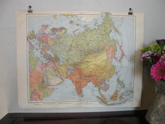 نقشه 1937 نقشه آسیا Vintage نقشه اصلی نقشه جنگ جهانی دوم جنگ دوران |  اتسی
