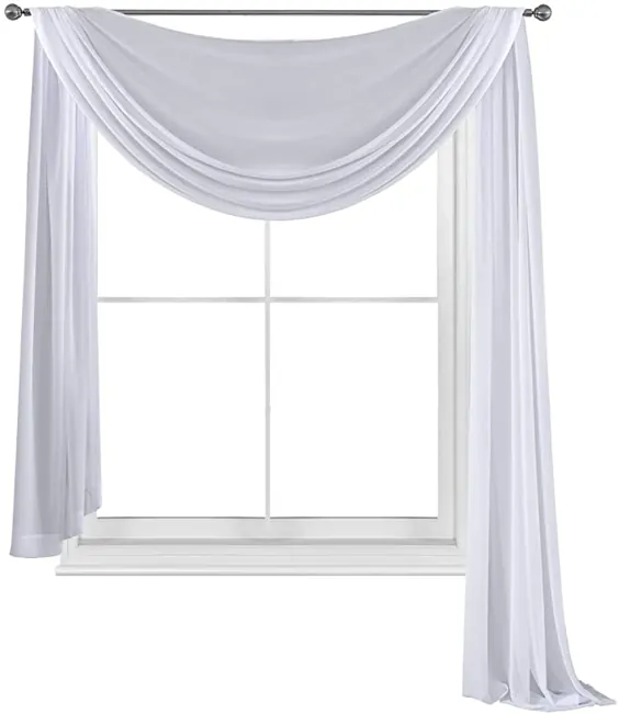 WPM White Elegance Sheer Scarf Valance 216 "بلند