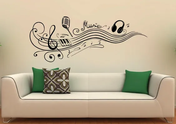 برچسب های وینیل وال عکس برگردان موسیقی یادداشت های موسیقی خانه داخلی هنر |  اتسی