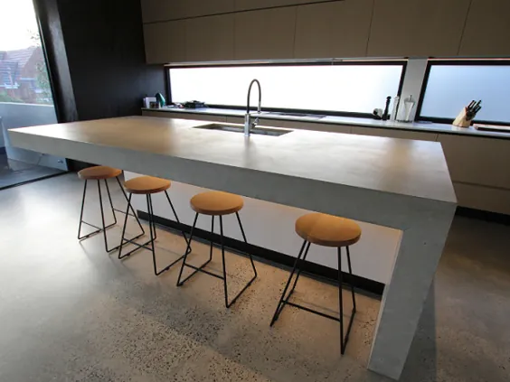 نیمکت های بتونی صیقل داده شده: راهنمای صفحات میز بتنی DIY |  طراحی معماری