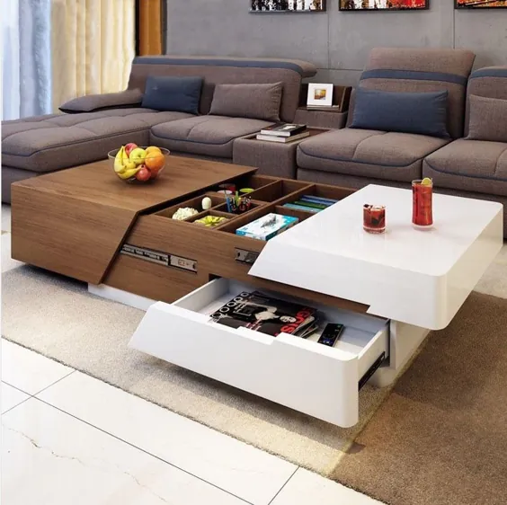 Mesa de café de madera، moderna y minimalista، pintada en blanco، armario de TV combinado، a la moda، para sala de estar |  |  - AliExpress