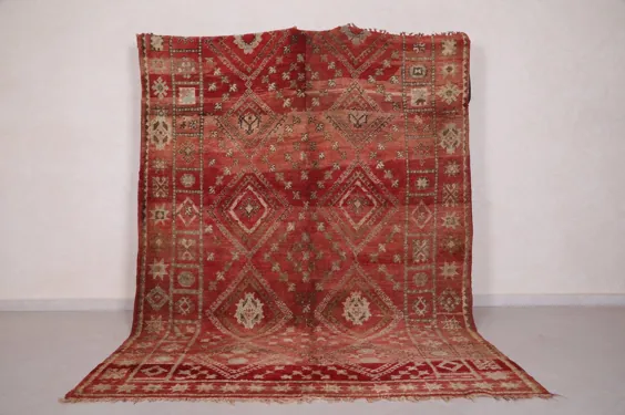 فرش شگ مراکشی 6.6 FT X 8.9 FT فرش Berber Vintage area |  اتسی