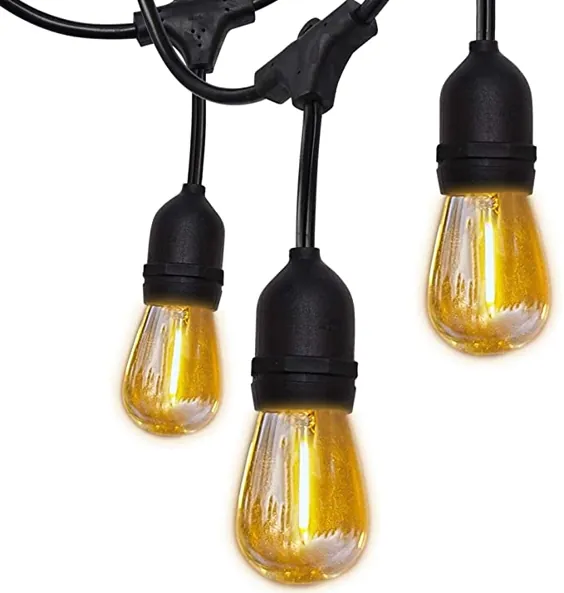 UL Approval Shatterproof 52ft LED Outdoor String Lights SUPERDANNY تجاری درجه ضد آب 26 (2 برای لوازم یدکی) لامپهای ادیسون 30 عدد پیوندهای فشرده لامپ پلاستیکی ضد آب