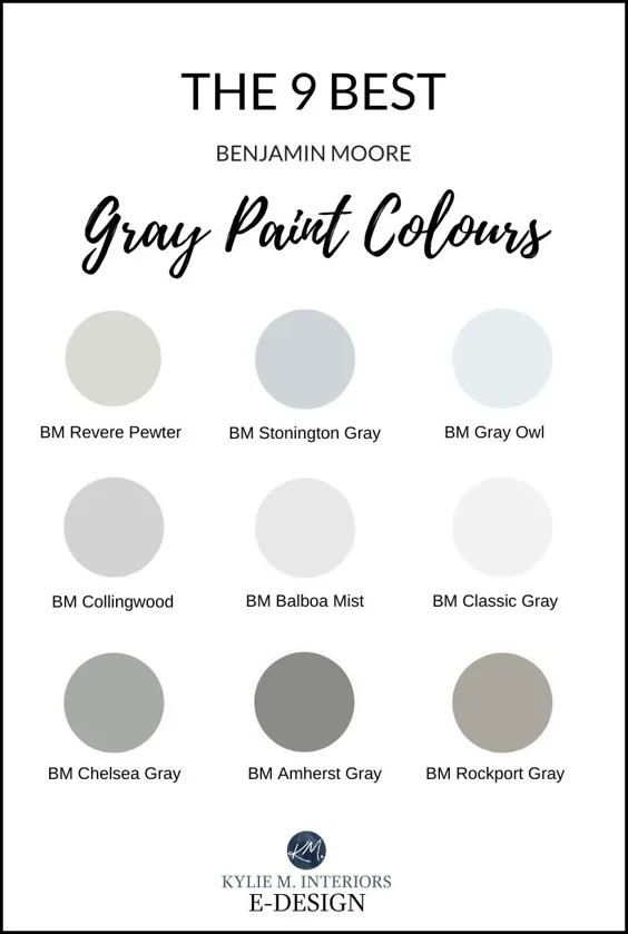 بهترین رنگ های خاکستری ، ذغالی و خاکستری گرم از بنجامین مور.  Kylie M Interiors Edesign ، مشاوره تخصصی رنگ آنلاین رنگ مجازی و وبلاگ نویس دکوراسیون