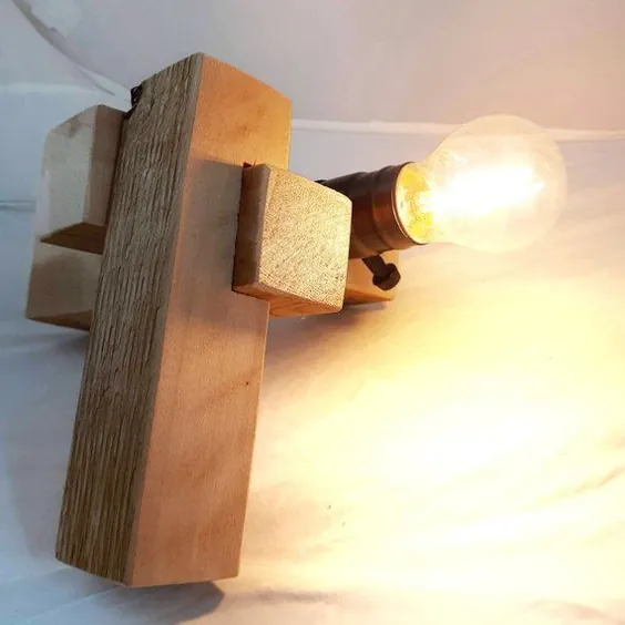 میز چراغ رومیزی مدرن Rustic Lamp Cedar Light Vintage | اتسی