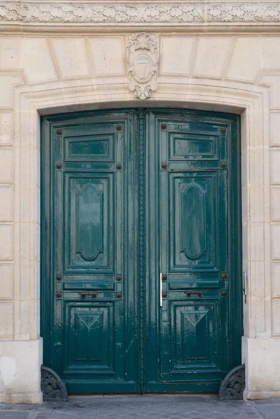 عکس درب پاریس Teal Blue Door Blue Fine Art Travel |  اتسی