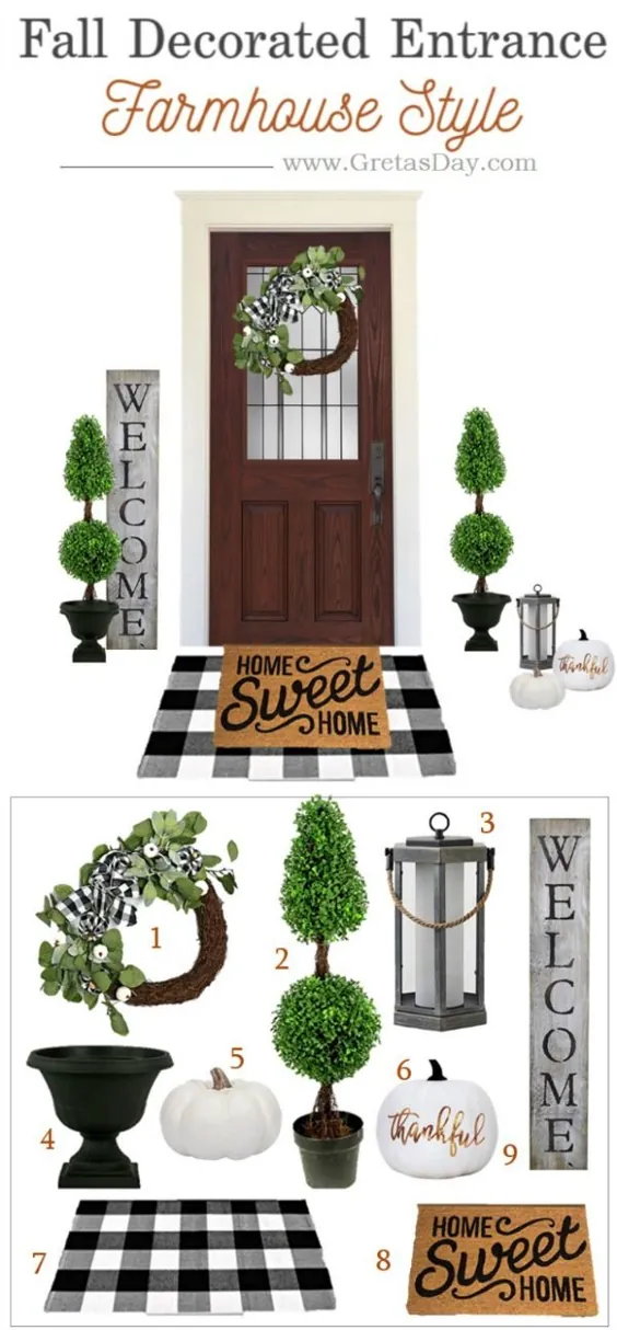 دکور ایوان ورودی Buffalo Plaid Farmhouse Entryway