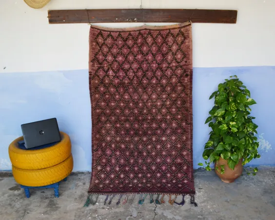 فرش پرنعمت فرش مراکشی beni ourain 3x5 ft 100٪ Soft woot طبیعی فرش سفید فرش بافته شده توسط زنان بربر از مراکش هدیه برای هدیه خود