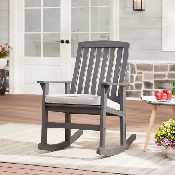 خانه ها و باغ های بهتر صندلی راکینگ چوبی در فضای باز بالشتک Delahey - Walmart.com