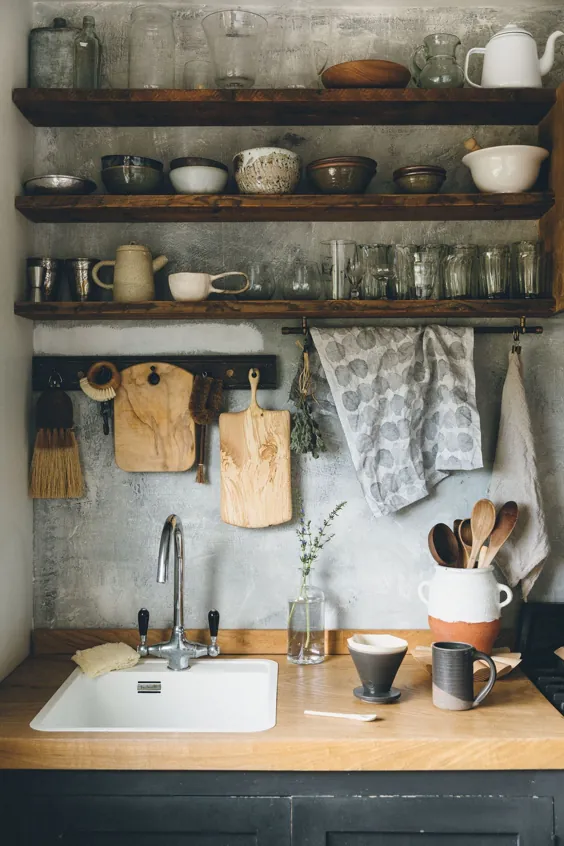 Kiesel Eco Leinen Geschirrtuch - Wir haben unsere rustikale Traumküche mit einer Mischung aus Handarbeit، Vintage، Texturen und sub - #Cou