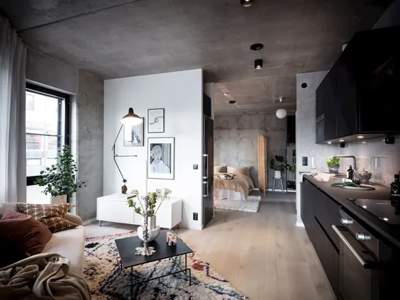 Un mini loft de 38m2 au design sombre - PLANETE DECO دنیای خانه ها