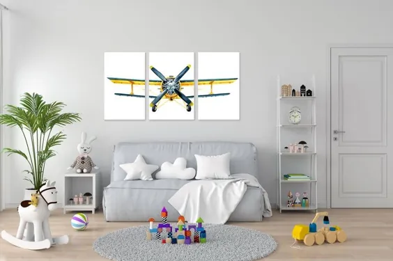 هواپیمای قابل چاپ Vintage Biplane اتاق پسران دکور هواپیما |  اتسی
