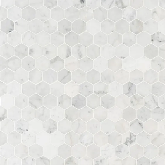 کاشی موزاییک مشبک ساخته شده از سنگ مرمر مشکی MSI Carrara White Hexagon 11.75 in. x 12 in. x 8 mm (9.8 sq. ft. / case )-CAR-2HEXH - The Home Depot