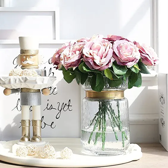 گلدان خانگی گلدان سیلندر شفاف چکش گل گل آرایی گلدان برنجی طلا باند تزئینی میز غذاخوری قطعات مرکزی هدایای مهمانی عروسی برای عروسی 7.9 "9 H x 5.4" D