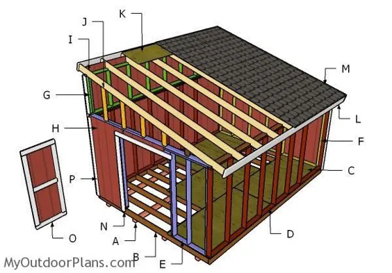 نقشه های سقف ناب به سایه 12x16 |  MyOutdoorPlans |  طرح ها و پروژه های رایگان نجاری ، DIY Shed ، Wooden Playhouse ، کلاه فرنگی ، Bbq
