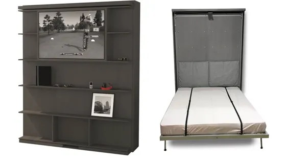 تلویزیون Compatto: قفسه کتاب گردان و تختخواب مورفی تلویزیون