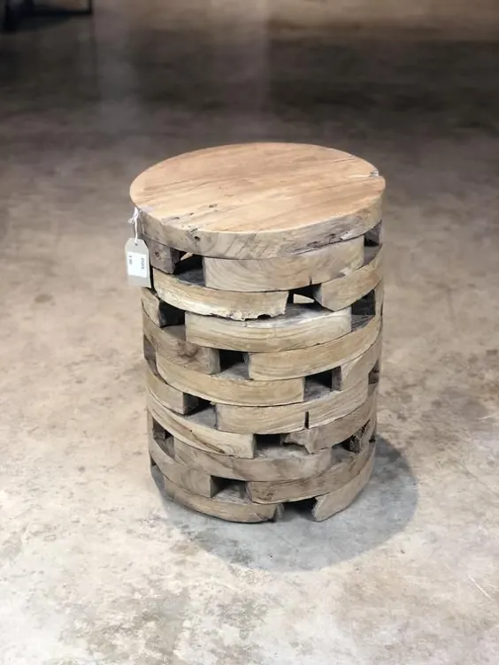 میز کنار میز پایه شب Teak Root صندلی مدرن بلوک چوبی |  اتسی